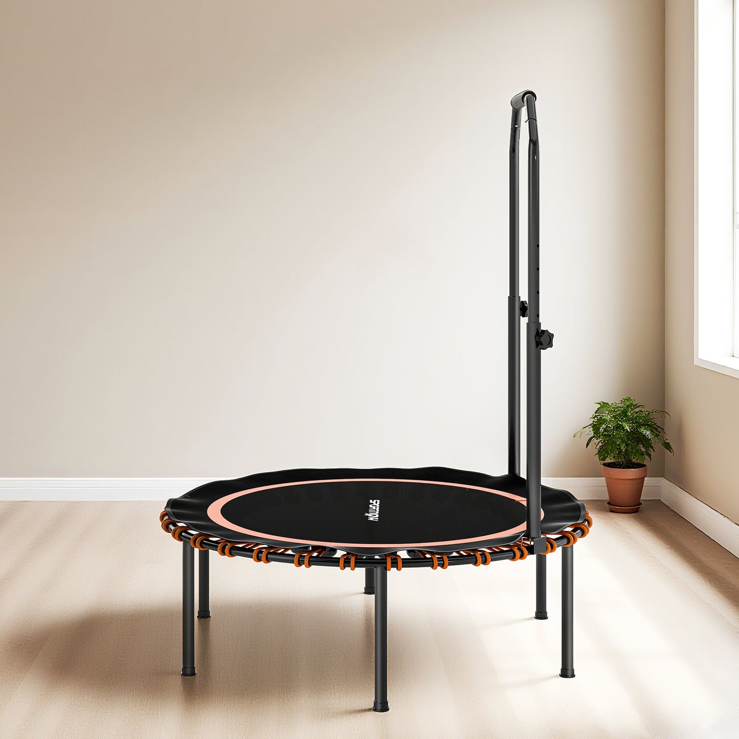 40" Foldable Fitness Trampoline Rebounder with Handle, Orange