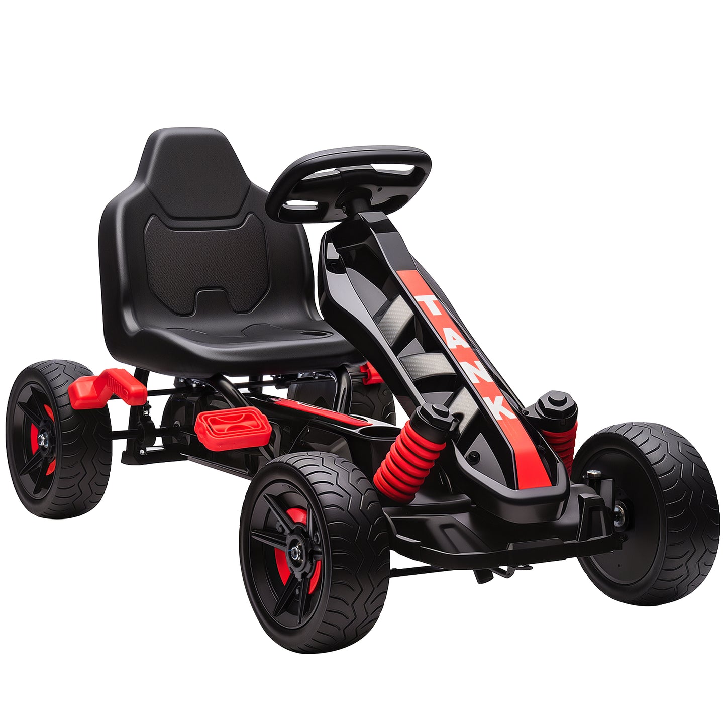 Pedal Go Kart for Kids Aged 3-6 Years, with Freewheel System, Brake, EVA Anti-Slip Wheels, Red