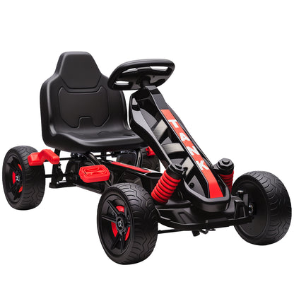 Pedal Go Kart for Kids Aged 3-6 Years, with Freewheel System, Brake, EVA Anti-Slip Wheels, Red