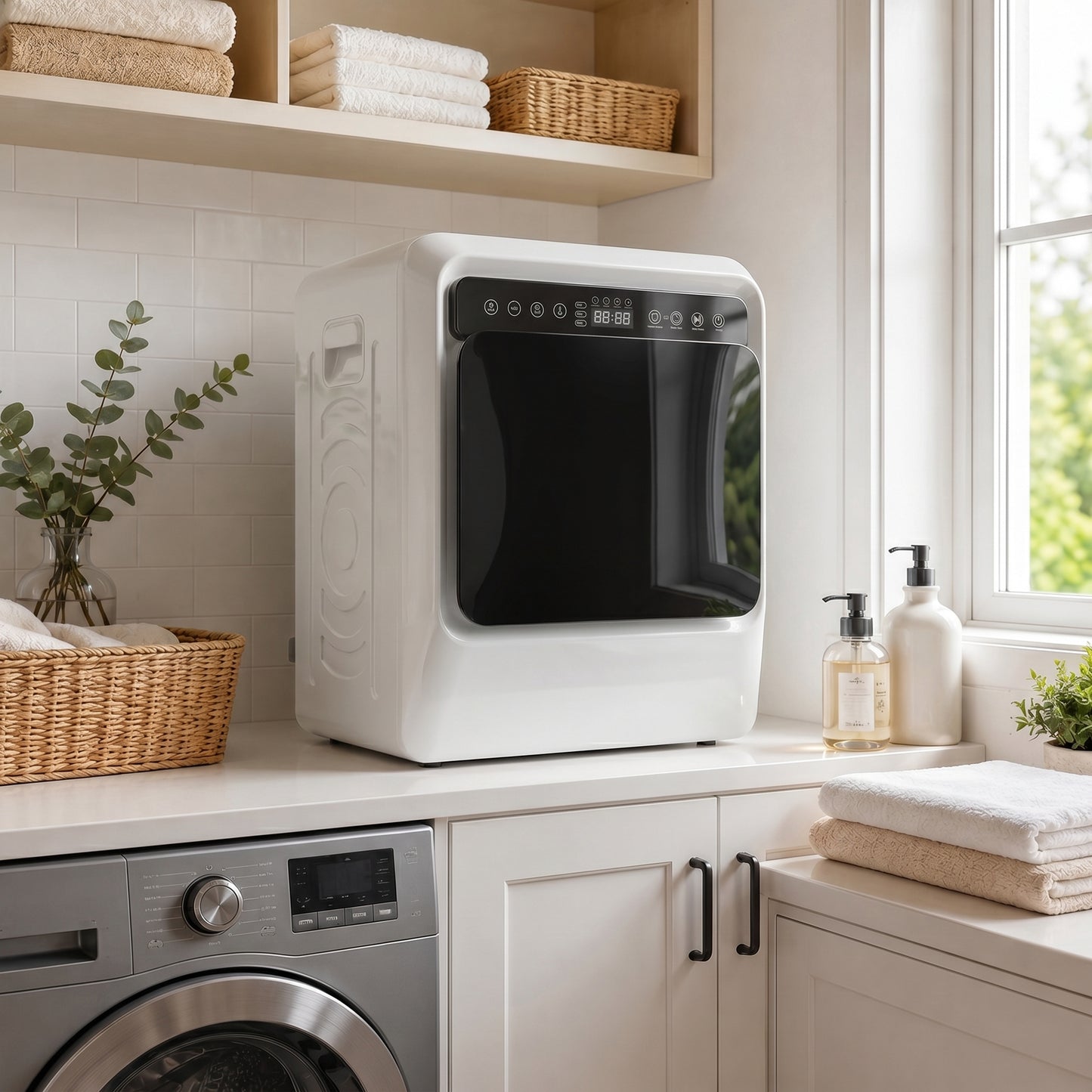 5kg Vented Tumble Dryer, 1000W Compact Tumble Dryer with Smart Drying, Freestanding Stackable Clothes Drying Machine