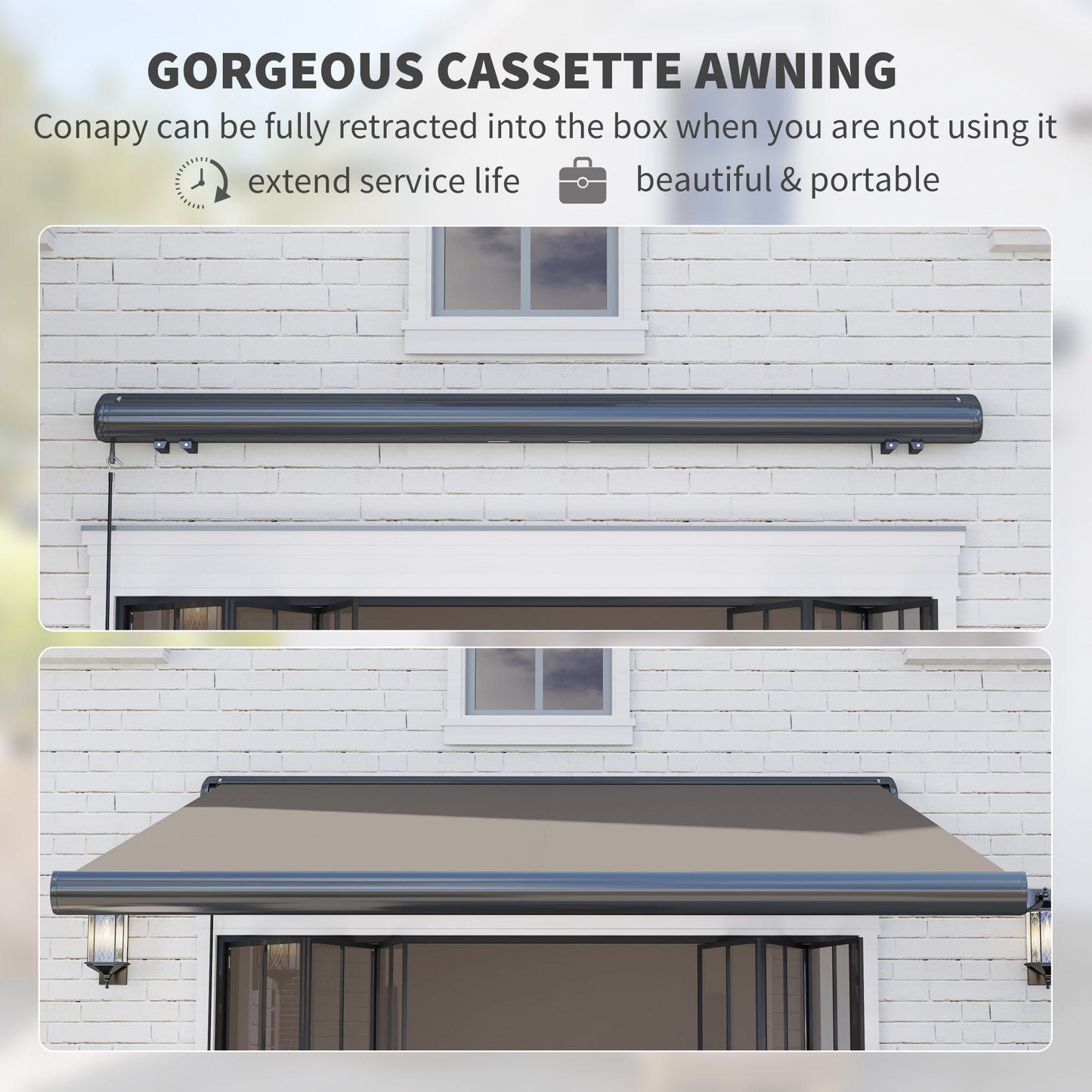 3 x 2.5 m Electric Awning with Remote Controller, Aluminium Frame DIY Retractable Awning