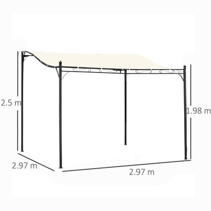 3x3 m Wall Mounted Garden Porch with UV Protection, Cream White