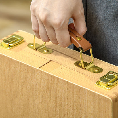 Wooden Table Easel Box Hold Canvas up to 61cm, Adjustable Beechwood Storage Table Box Easel