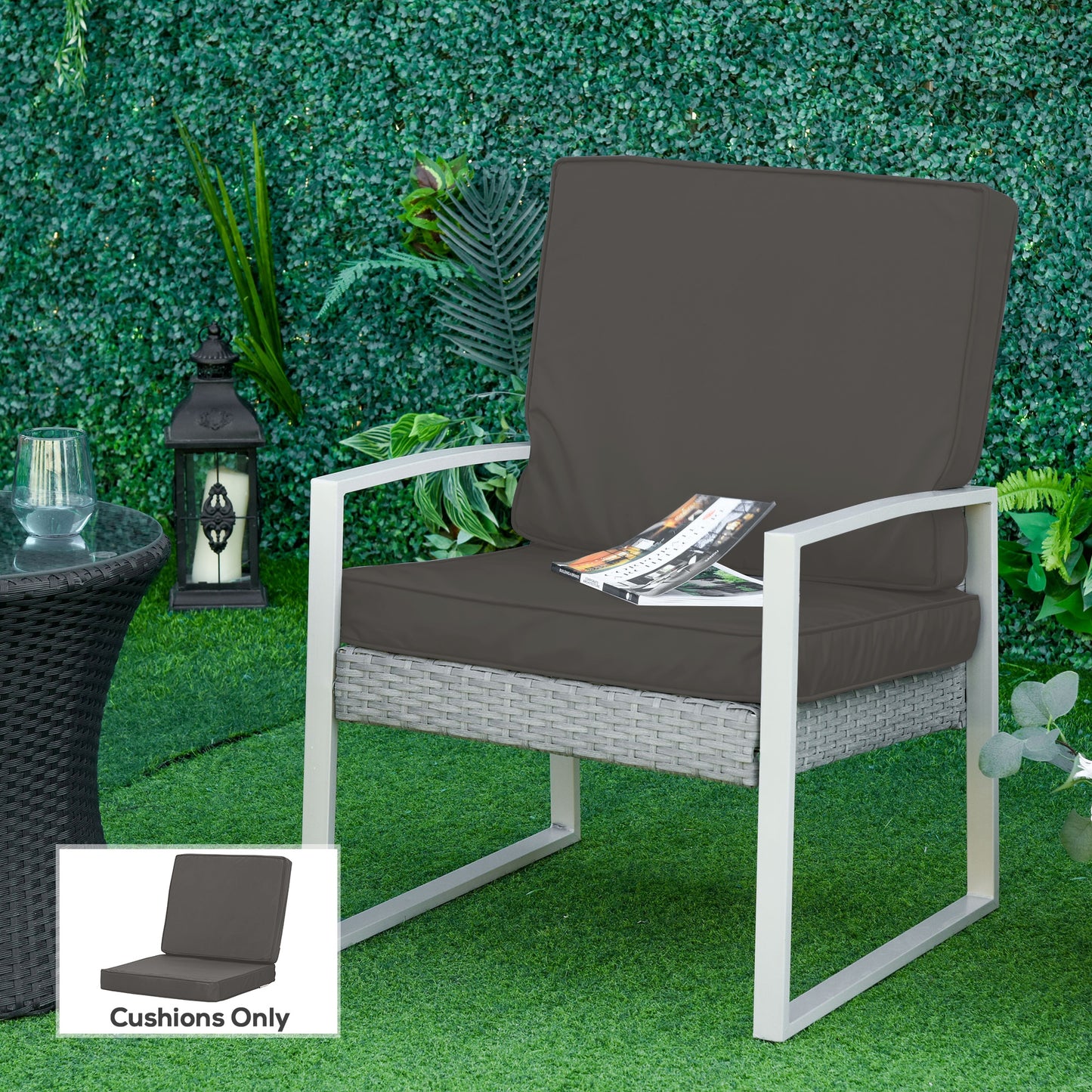 2-Piece Garden Seat and Back Cushion Set, Replacement Cushions for Outdoor Furniture with Seat Cushion and Back Cushion