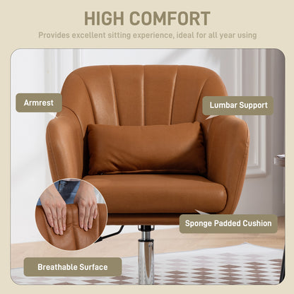 Swivel Accent Chair, Microfiber Cloth Tub Vanity Chair, Modern Armchair with Adjustable Height and Lumbar Support for Living