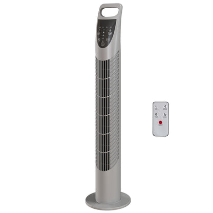 Tower Fan Oscillating 3 Speeds 3 Winds 40W w/ RC Timer Quiet - Grey