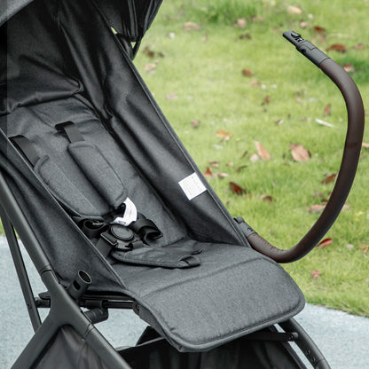 Foldable Baby Stroller with Adjustable Seat, 5-Point Harness, Canopy, Basket, 6.3kg Lightweight & Compact, Dark Grey