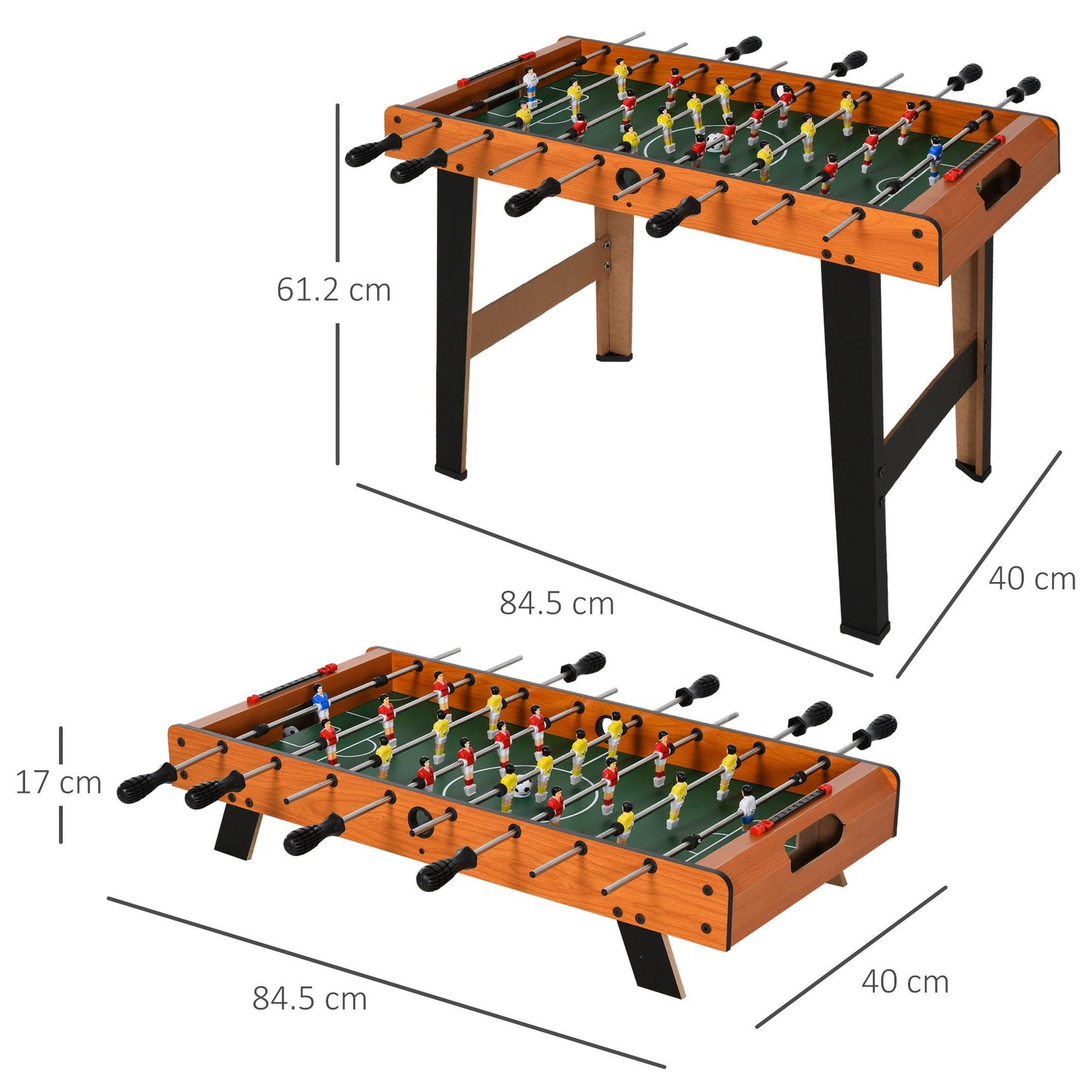 Football Table Heavy Duty 84.5cm for Arcades, Pub, Game Room, 8 Rods, 2 Foosballs