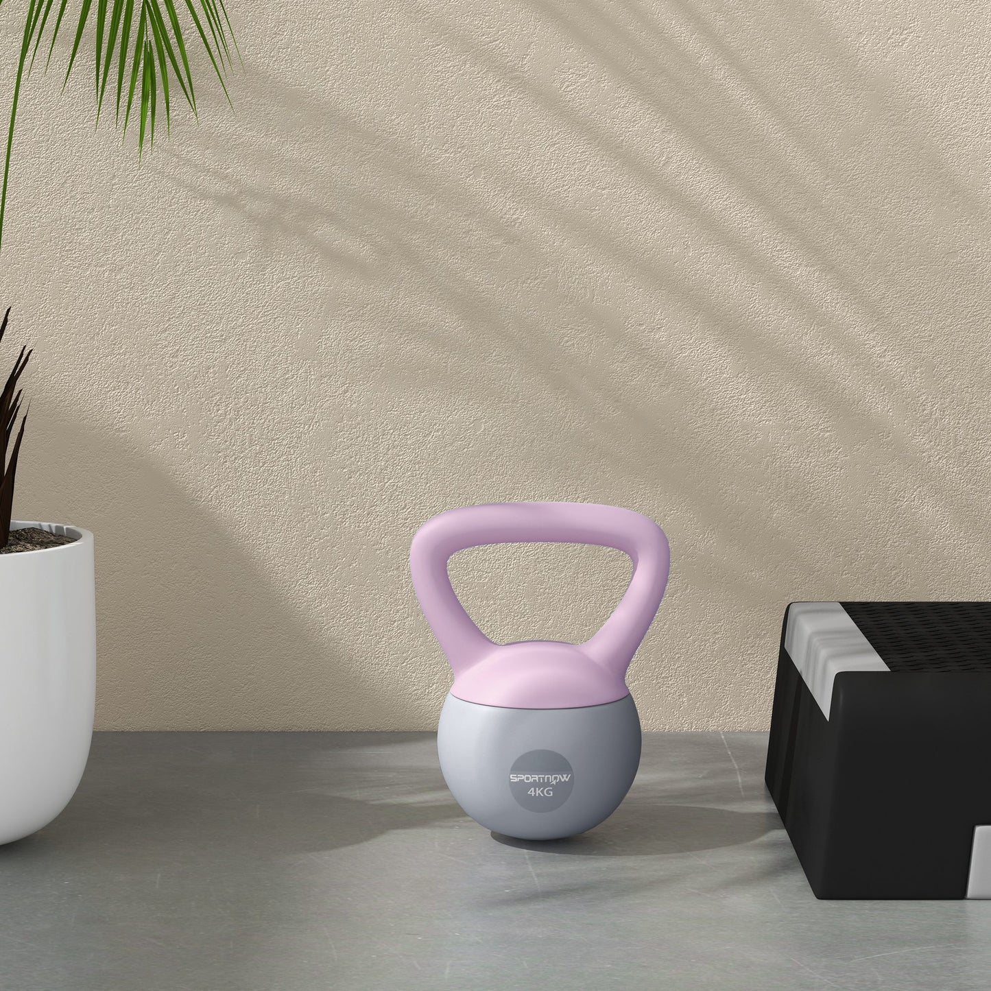 4KG Soft Kettlebell, Kettle Bell with Non-Slip Handle for Home Gym, Weight Lifting, Strength Training, Purple/Grey