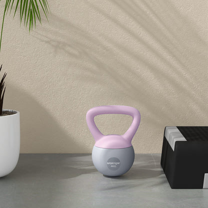 4KG Soft Kettlebell, Kettle Bell with Non-Slip Handle for Home Gym, Weight Lifting, Strength Training, Purple/Grey