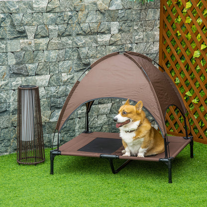 Outdoor Dog Bed with Removable Canopy, Portable Raised Dog Bed for Camping, Garden & Beach