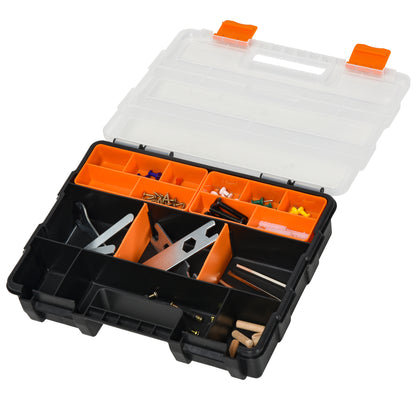 Set Of 4 Plastic DIY Tool Storage Boxes w/ Inside Dividers Locking Lids Home Garage Organisation Stacking Arts Crafts Bolts B