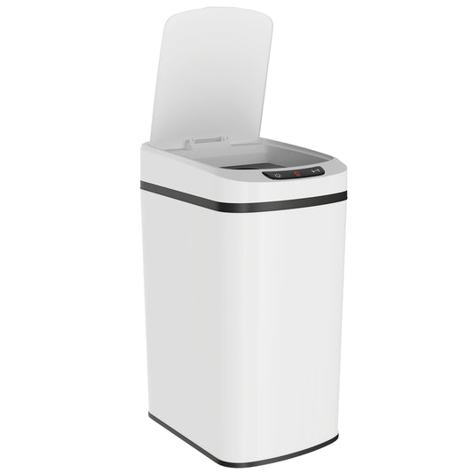 12L Sensor Bin, Automatic Touchless Motion Sensor Kitchen Bin with Fingerprint Resistant Stainless Steel, White