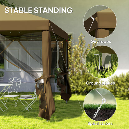 3 x 3 m Pop Up Gazebo, 420D Garden Tent Canopy with Removable Mesh Sidewall Netting, Carry Bag for Garden Patio Outdoor