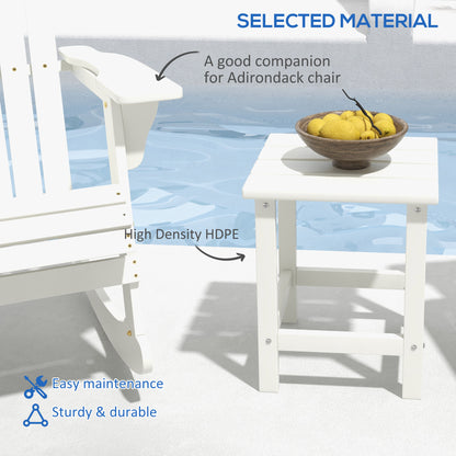 Square Coffee Table, HDPE Tabletop and Frame for Porch, Garden, Side Table, 38 x 38 x 46 cm, White