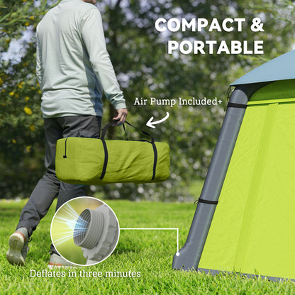 Inflatable Camping Tent w/ Hand Pump, Easy Setup 1/2 Person Blow Up Tent Waterproof 190T Taffeta w/ Mesh Windows
