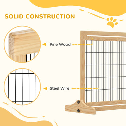 Freestanding Dog Gate, Foldable Pet Fence, Indoor Wood Barrier, Stair Gate with Support Feet, for Doorway, Hallway