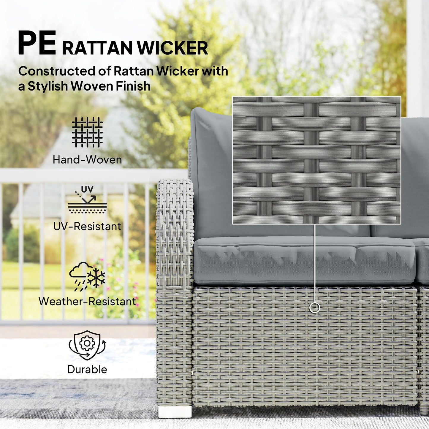 Six-piece Rattan Garden Furniture Set with Reclining Armchairs - Dark Grey
