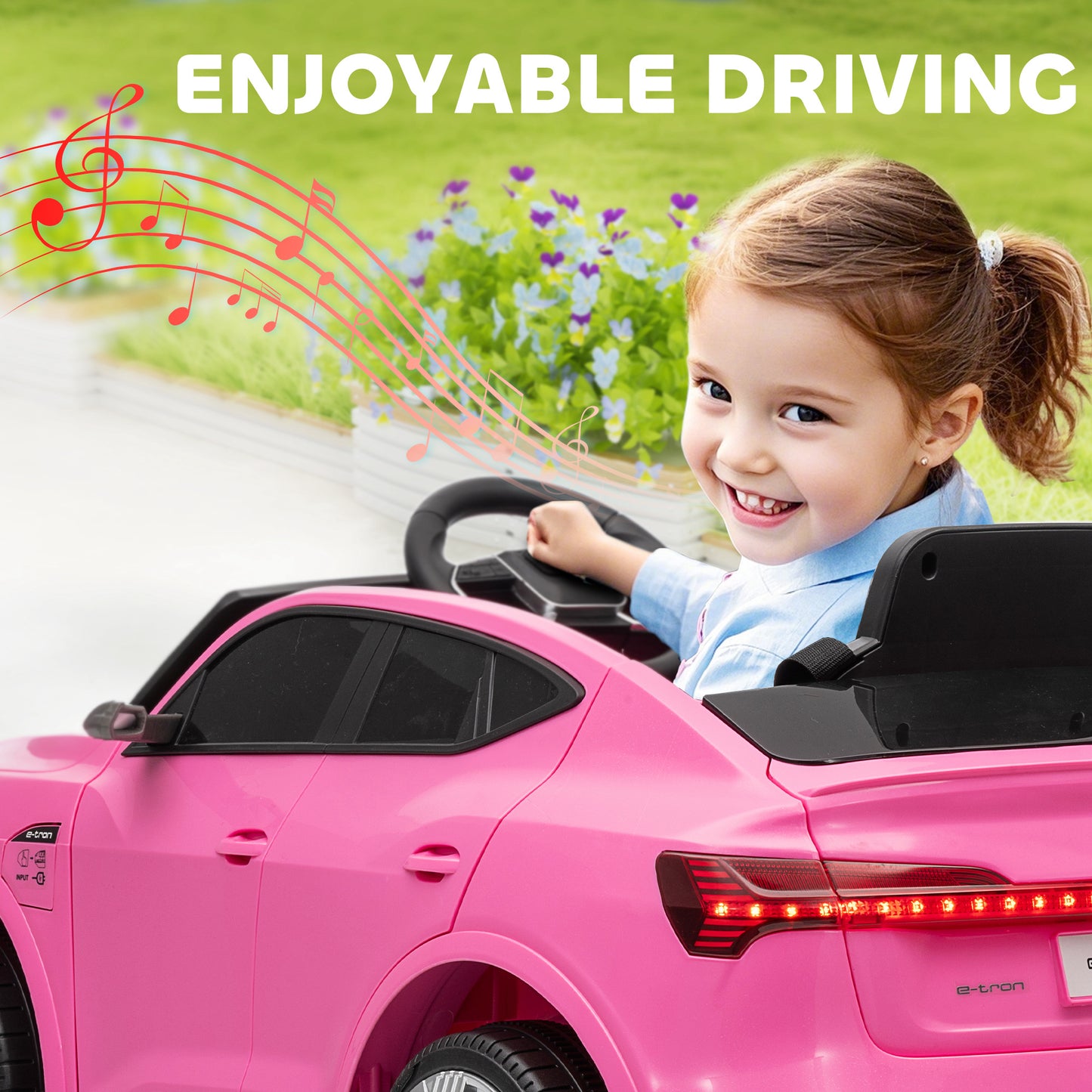 12V Kids Electric Ride on, Electric Car for Kids with Parental Remote, Music, Lights, Suspension Wheels, Pink