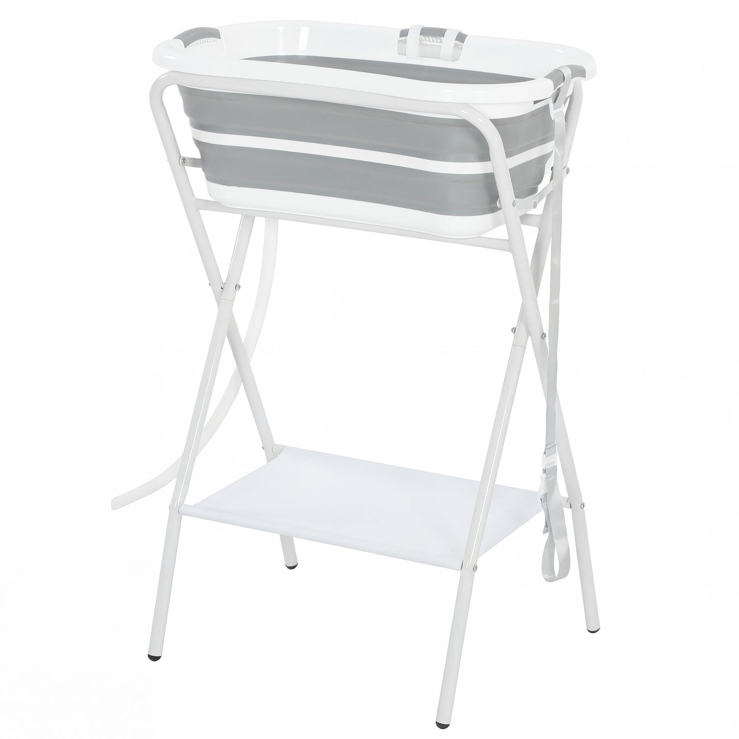Dog Bath Tub, Portable Foldable Dog Bathtub with Stand, Drainage Hole, for Small Dogs Puppies Grey