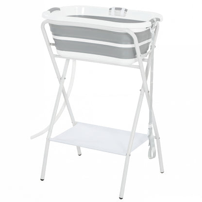 Dog Bath Tub, Portable Foldable Dog Bathtub with Stand, Drainage Hole, for Small Dogs Puppies Grey