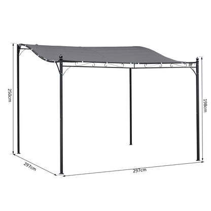 3x3m Metal Pergola with Canopy Garden Awning for Garden Parties, Grey
