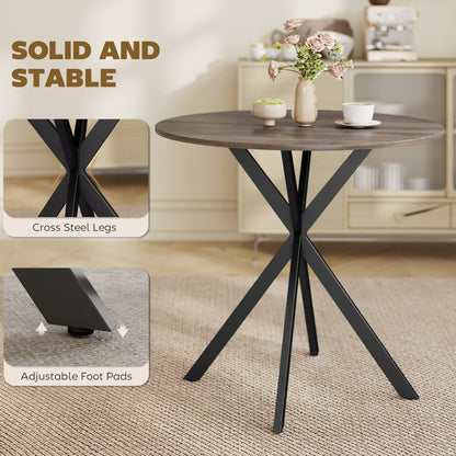 80cm Industrial Round Dining Table - Brown