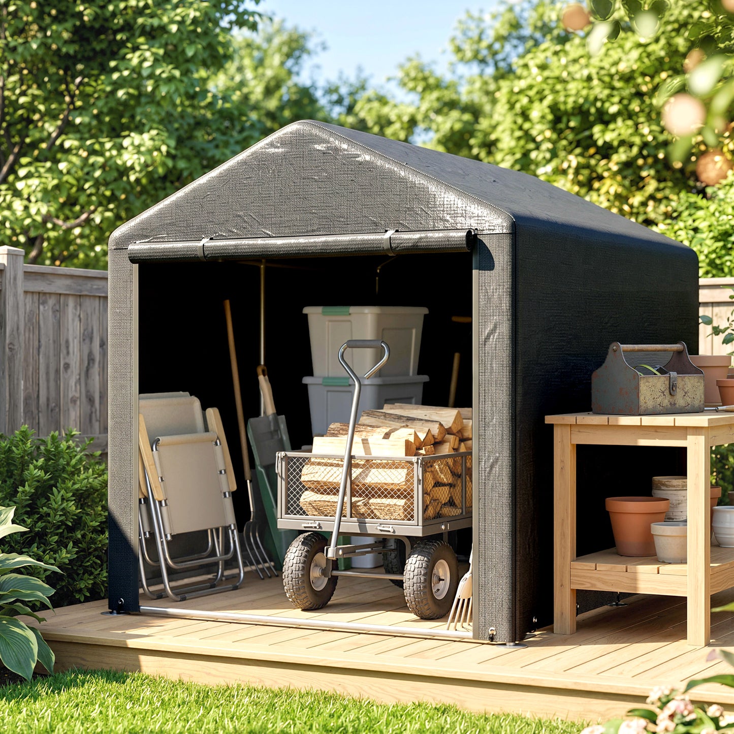 2.2 x 1.6 m Outdoor Storage Tent, with Accessories - Dark Grey