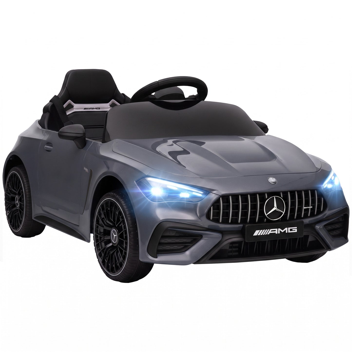 Licensed Mercedes AMG Kids Electric Car, 12V Ride On Car with Dual Motors, Remote Control for 3-6 Years, Grey