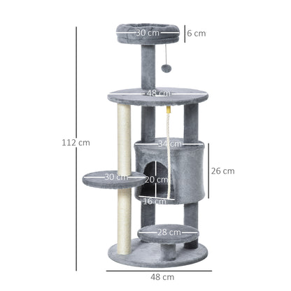 Cat Tree Tower for Indoor Cats 112cm Climbing Kitten Activity Center