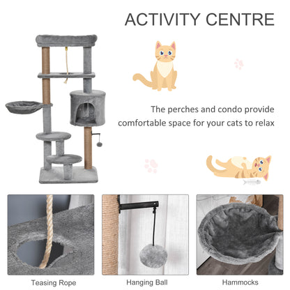 Cat Tree Tower for Indoor Cats 120cm Climbing Kitten Activity Center