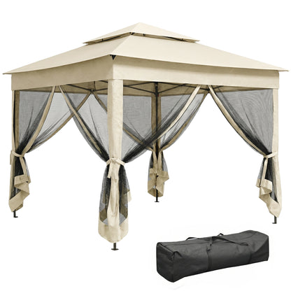 3 x 3(m) Pop Up Gazebo, Double-roof Garden Tent with Netting and Carry Bag, Party Event Shelter for Outdoor Patio