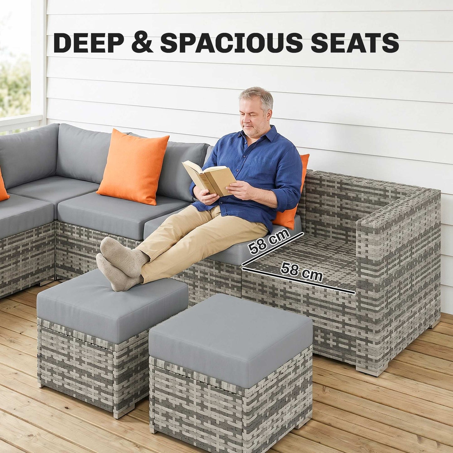 10 Piece Rattan Garden Furniture Set, 3 Corner Sofas with 3 Chairs, 3 Stools and Coffee Table, Outdoor Patio Furniture