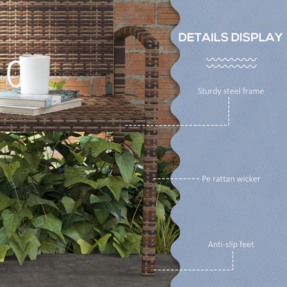 All Weather Wicker Garden Loveseat, 2 Seater Poly Rattan Garden Bench, Outdoor Seating Bench Brown