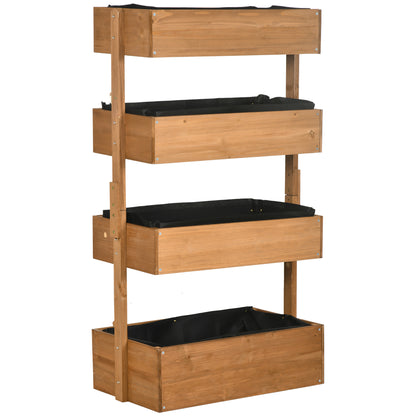 Four-Tier Basket Wooden Plant Stand - Orange