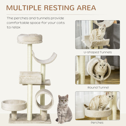 Cat Tree for Indoor Cats Kitten Pet Scratching Post Perch Activity Center Scratcher Climb Post Play House Arch with Tunnel 10