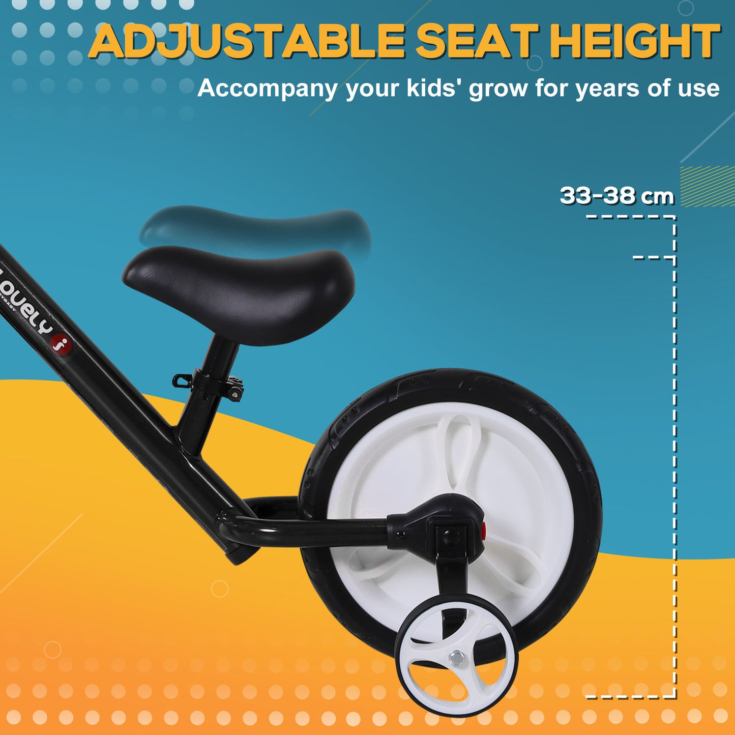11 Inch Kids Balance Bike Training Pedal Bicycle W/ Removable Stabilizers EVA Tyres Adjustable Seat Height 2 to 5 Years Gift