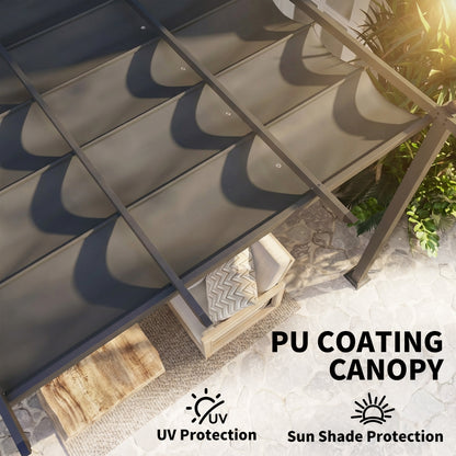 3 x 4m Aluminium Pergola, with Retractable Roof - Dark Grey
