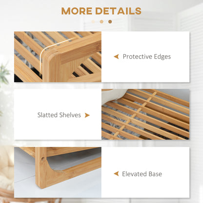 3-Tier Shoe Rack, Bamboo Shoe Storage Organizer with Slatted Shelves