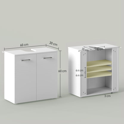 Under Sink Cabinet, Bathroom Vanity Unit, Pedestal Under Sink Design, Storage Cupboard with Adjustable Shelf, High Gloss