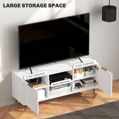 Modern TV Stand Cabinet for TVs up to 55", TV Unit with 2 Open Shelves and 2 Cabinets
