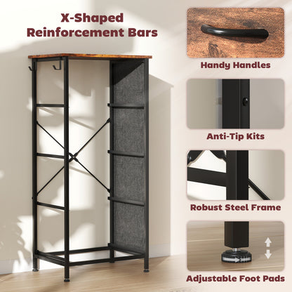 Chest of Four Fabric Drawers - Rustic Brown