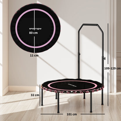 40" Foldable Fitness Trampoline Rebounder with Handle, Pink