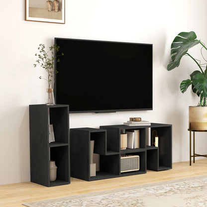 Three-Block Modular TV Stand - Black Wood-Effect