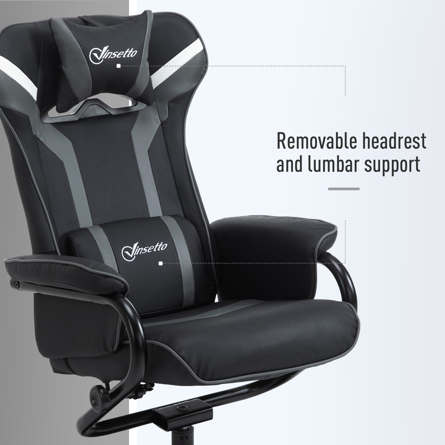 Reclining Chair and Stool Set, Recliner Chair with Headrest, Gaming Chair with Lumbar Support, Pedestal Base for Home Office