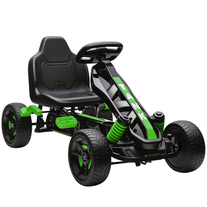 Pedal Go Kart for Kids Aged 3-6 Years, with Freewheel System, Brake, EVA Anti-Slip Wheels, Green