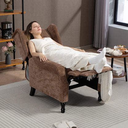 150° Reclining Vintage Armchair, with footrest - Brown