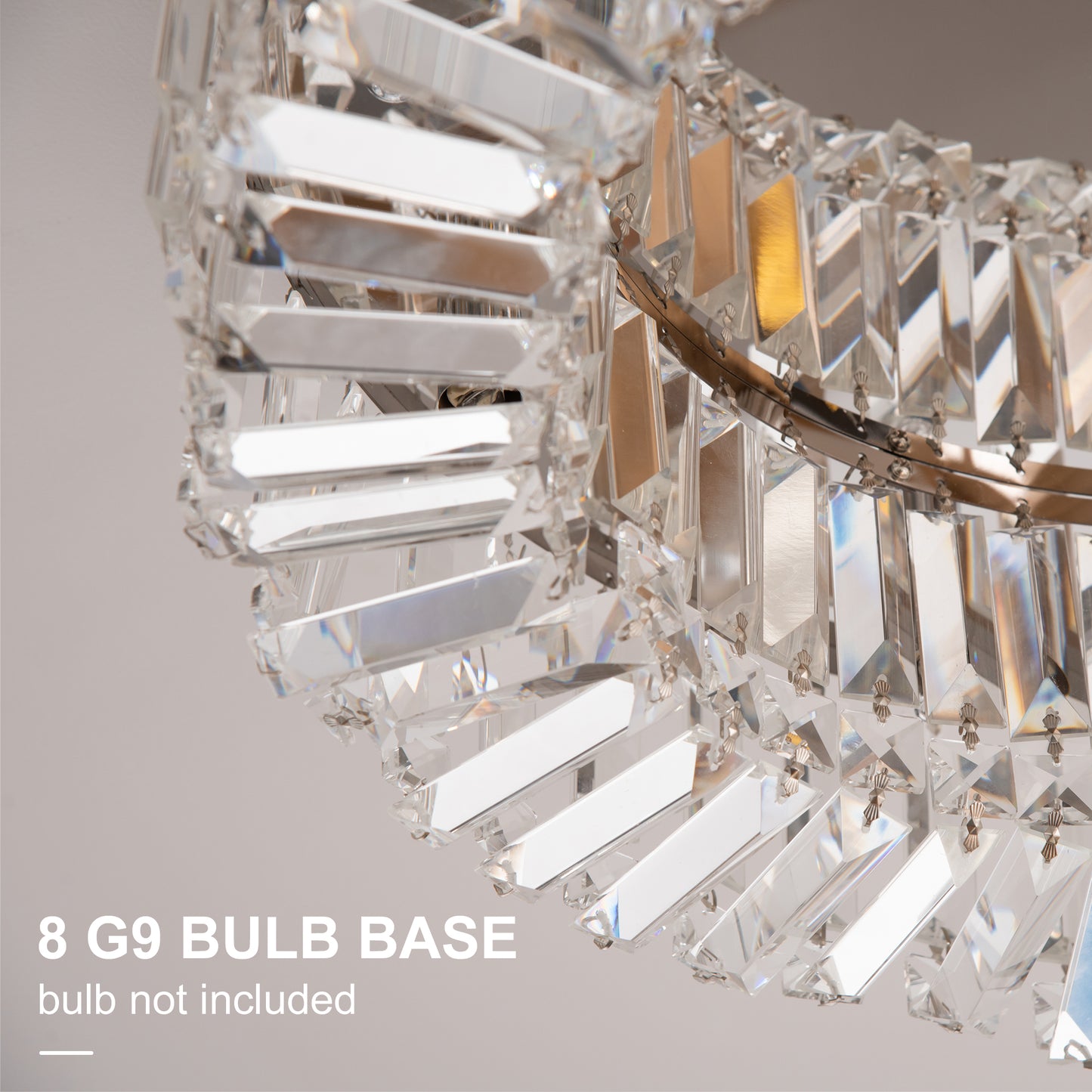 Crystal Chandeliers with Crystal Pendants, 8-Light Ceiling Light for Living Room, Bedroom Dining Room, Silver Tone