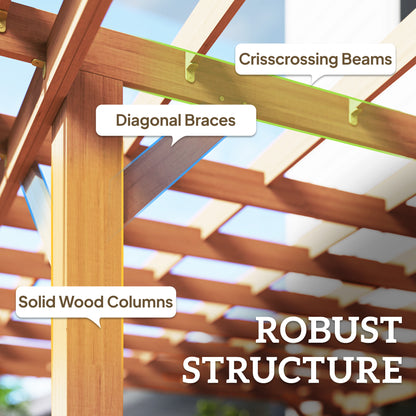 Graden Pergola Kit, Wooden Pergola Gazebo Grape Trellis with Stable Structure, 3.6 x 3.6m, Dark Brown