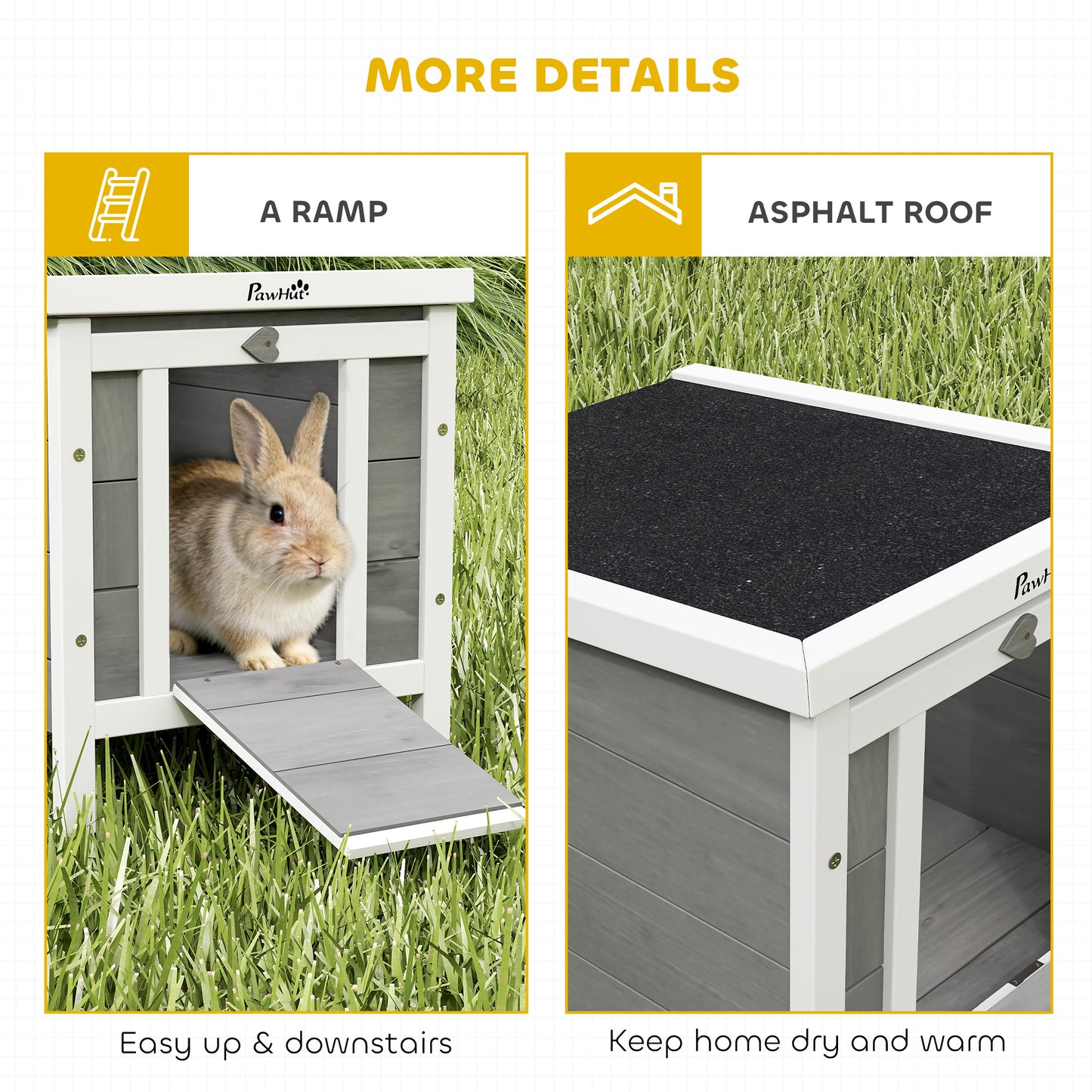 Wooden Rabbit Hutch Outdoor, Guinea Pig Hutch, Rabbit Hideaway, Cat House, Bunny Cage Small Animal House with Openable Roof